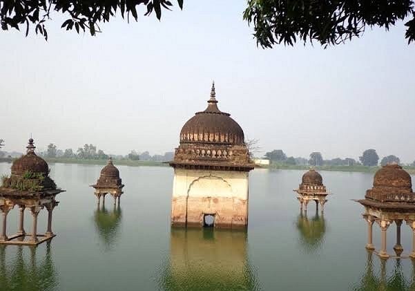 Scenic view of Rani Ka Talab with Shiv Mandir in Ambala Cantonment
