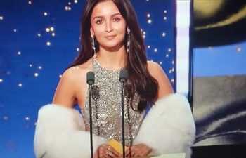 Alia Bhatt BAFTA 2026 stage appearance while presenting Best Film Not in the English Language award