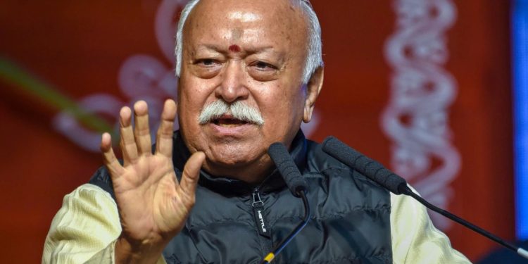 RSS chief Mohan Bhagwat speaking at RSS programme marking 100 years of the Sangh