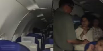 Passengers seated inside an IndiGo flight during a power outage on the Vadodara Delhi route