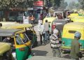 Taxi drivers protesting during the Delhi taxi strike over fare hike demand