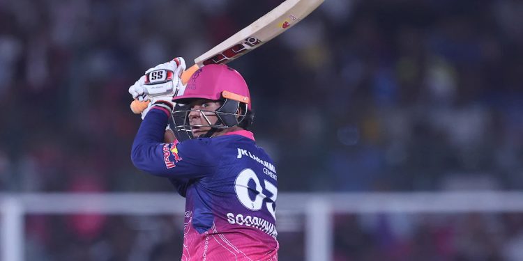 Vaibhav Sooryavanshi batting for Rajasthan Royals during IPL match against Mumbai Indians